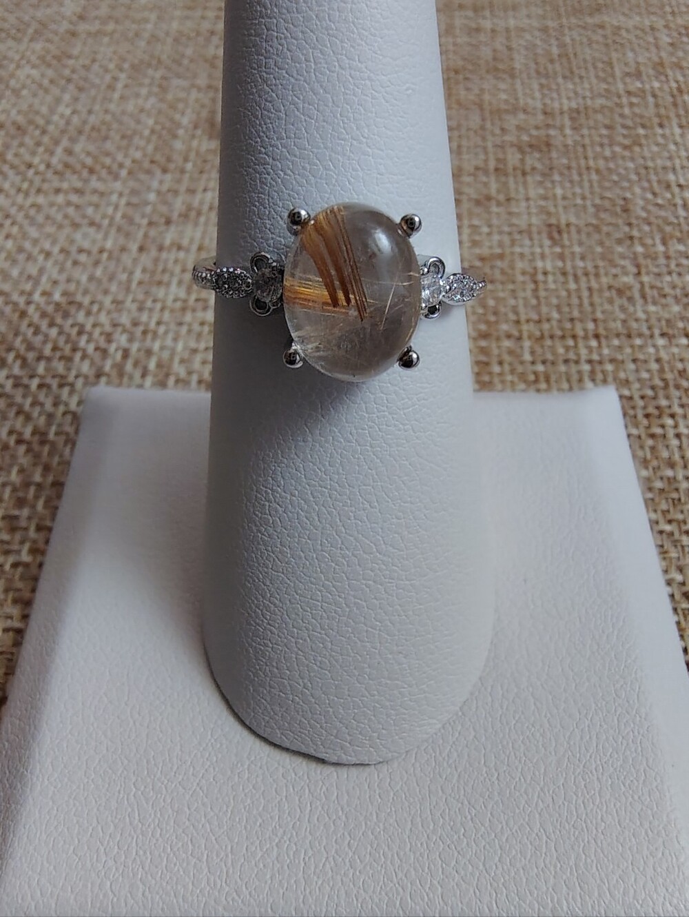 Golden Rutilated Quartz Statement Adjustable Ring